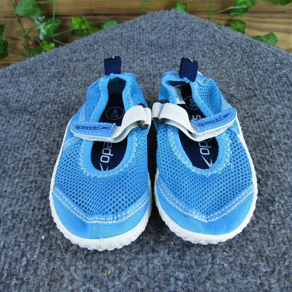 Speedo Unisex Water Flats  Sz‎ T 5-6 Medium Blue Synthetic Hook & Loop